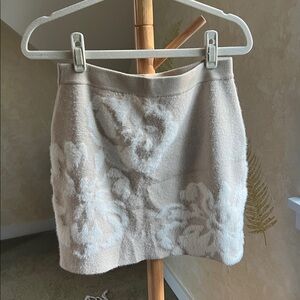 Anthropologie Cream Floral Mini Skirt
